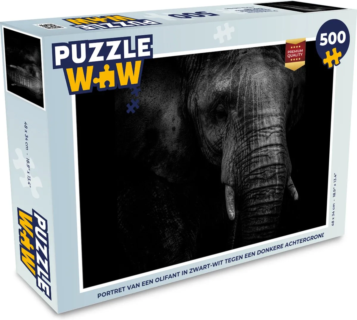 PuzzleWow Portret van een olifant Legpuzzel 500 Stuks