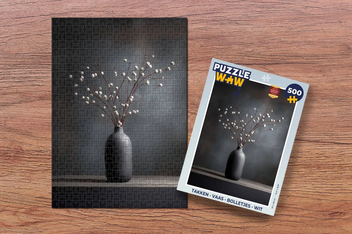 PuzzleWow Takken Vaas Bolletjes Legpuzzel 500 Stuks - Wit