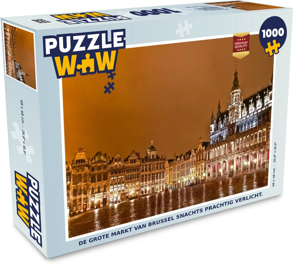 PuzzleWow Legpuzzel De Grote Markt van Brussel 1000 Stuks - Multicolor