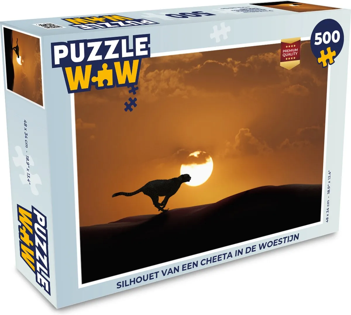 PuzzleWow Legpuzzel Cheeta Woestijn 500 Stuks