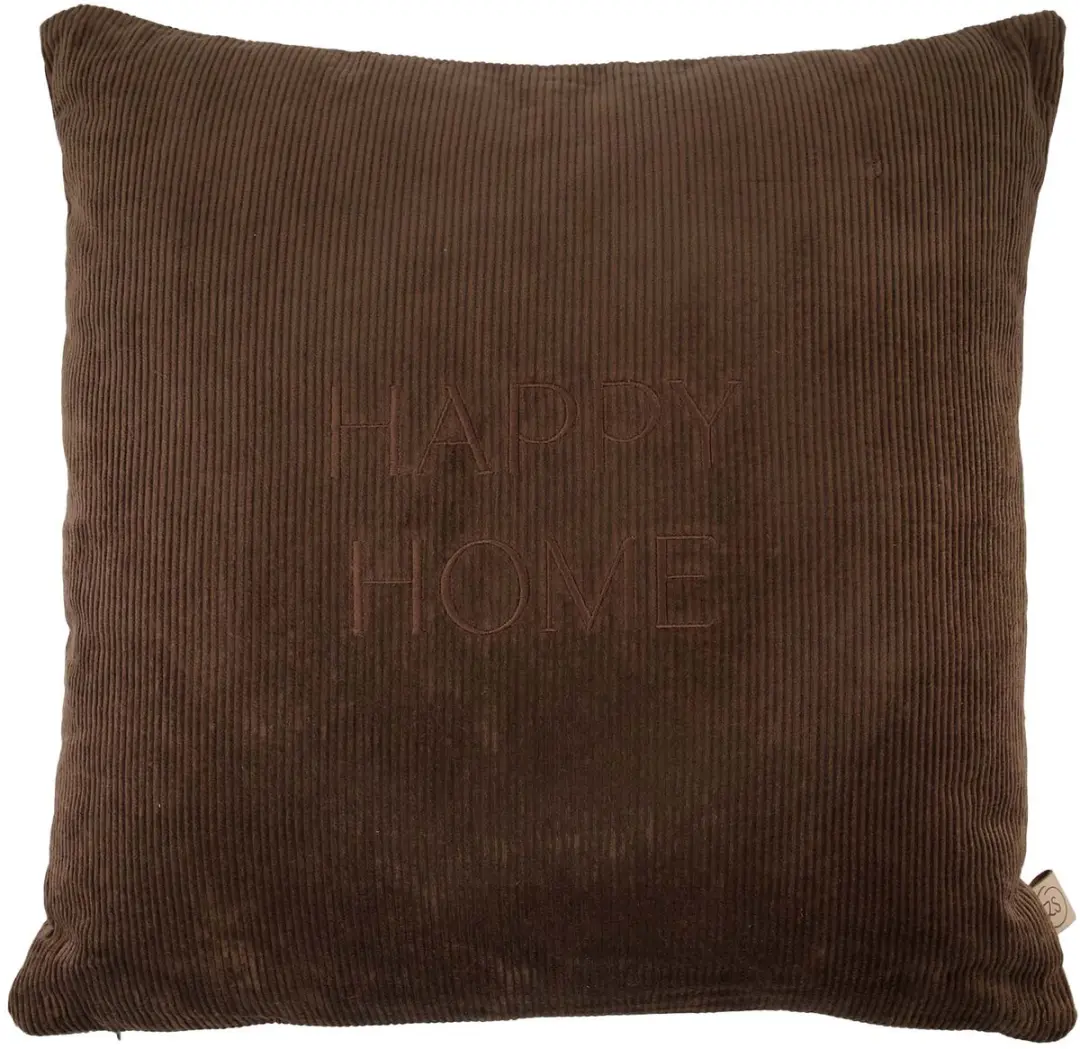 Zusss Cushion Happy Home 45X45cm 100% Katoen Dark Brown