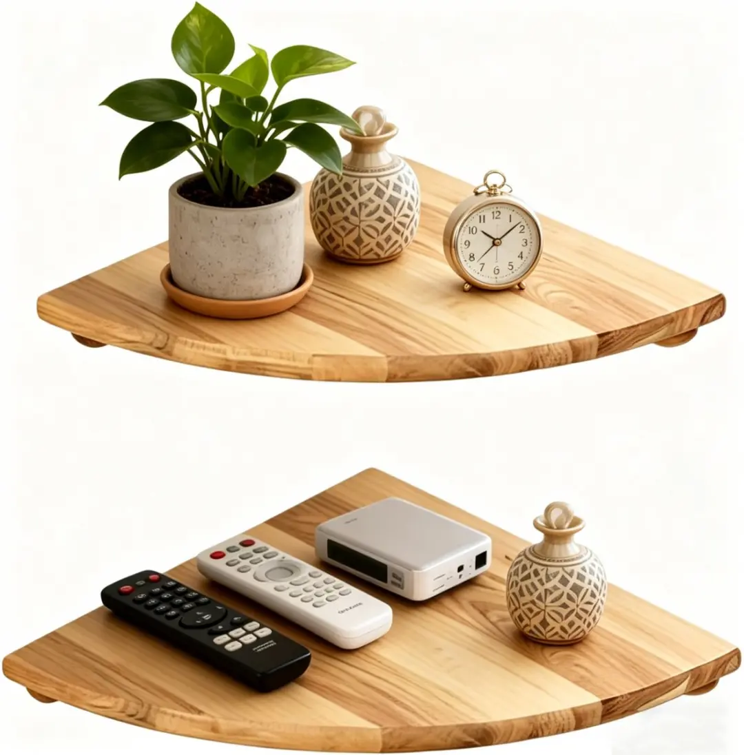 ECTEATOY® Massief Eiken Hoekplank Set van 2