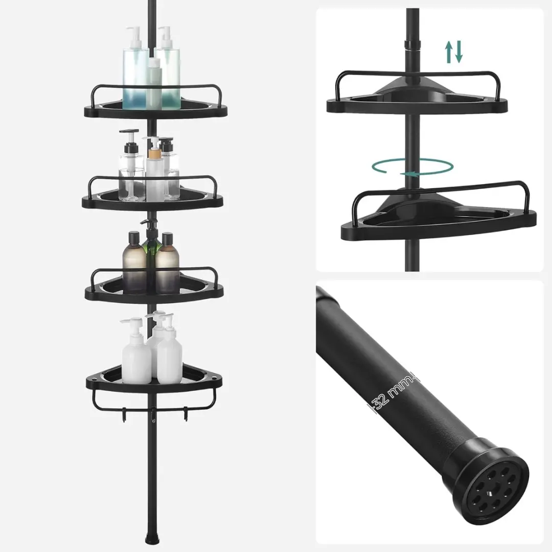Songmics Doucheplank BCB001B01 - 85-305cm Zwart - afbeelding 5 van 6