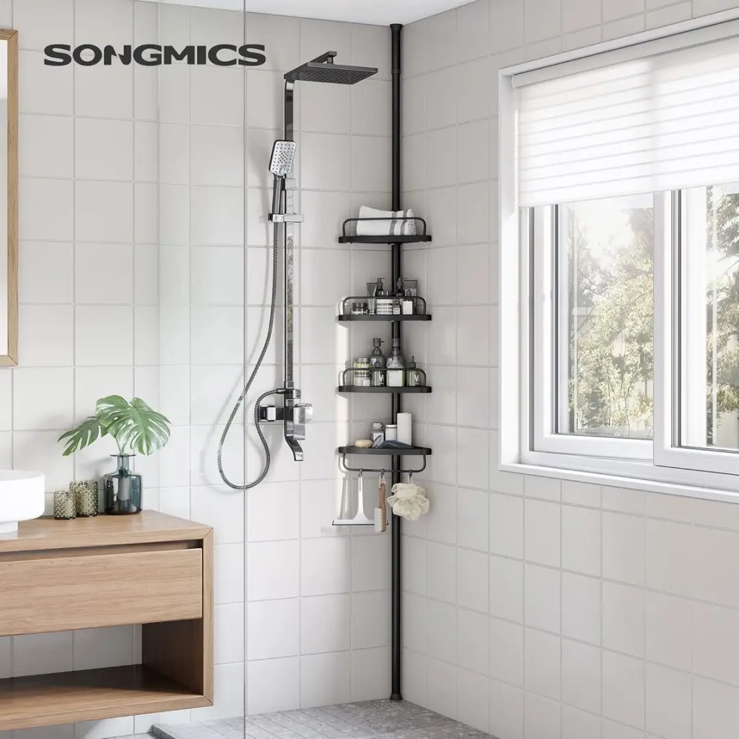 Songmics Doucheplank BCB001B01 - 85-305cm Zwart - afbeelding 3 van 6