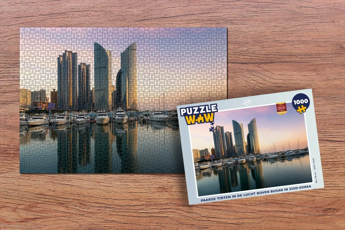 PuzzleWow Legpuzzel 1000 Stuks - Paarse tinten Busan - Multicolor