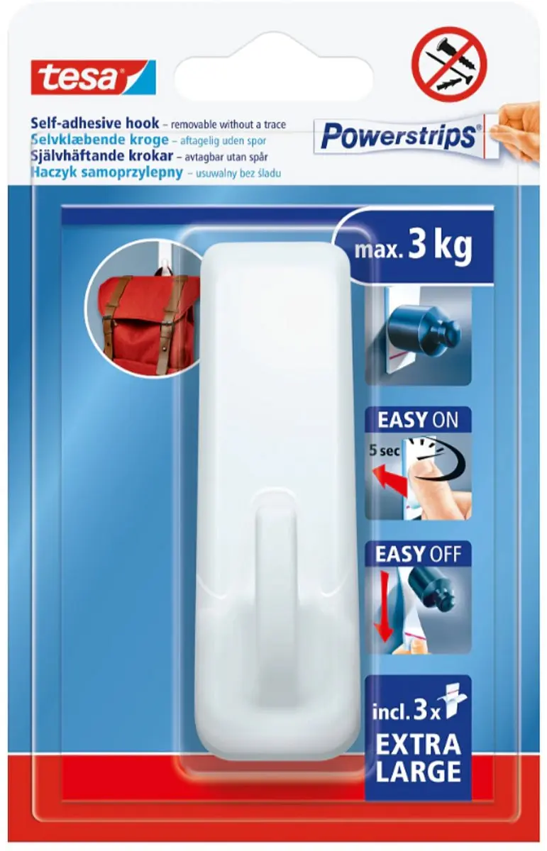 Tesa Powerstrips Grote Zelfklevende Haak Wit 3kg