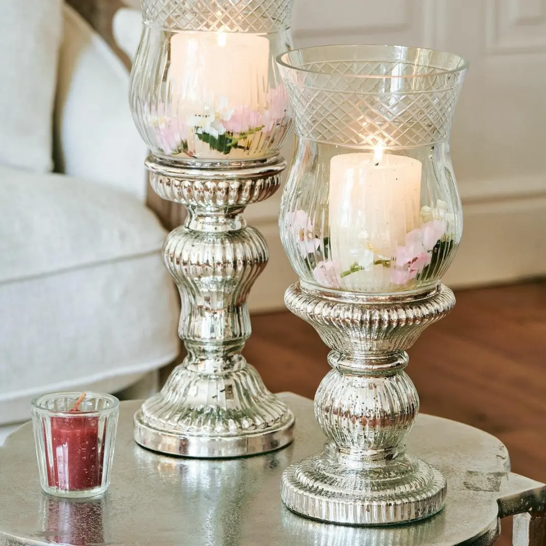 Loberon Kandelaar Set 2 Stuks - Zilverkleurig/Heldere Glas - afbeelding 6 van 6