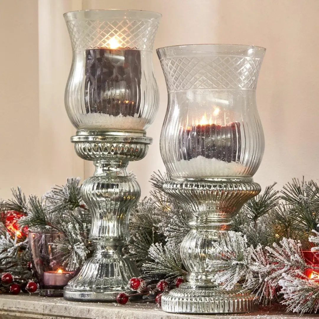Loberon Kandelaar Set 2 Stuks - Zilverkleurig/Heldere Glas - afbeelding 5 van 6