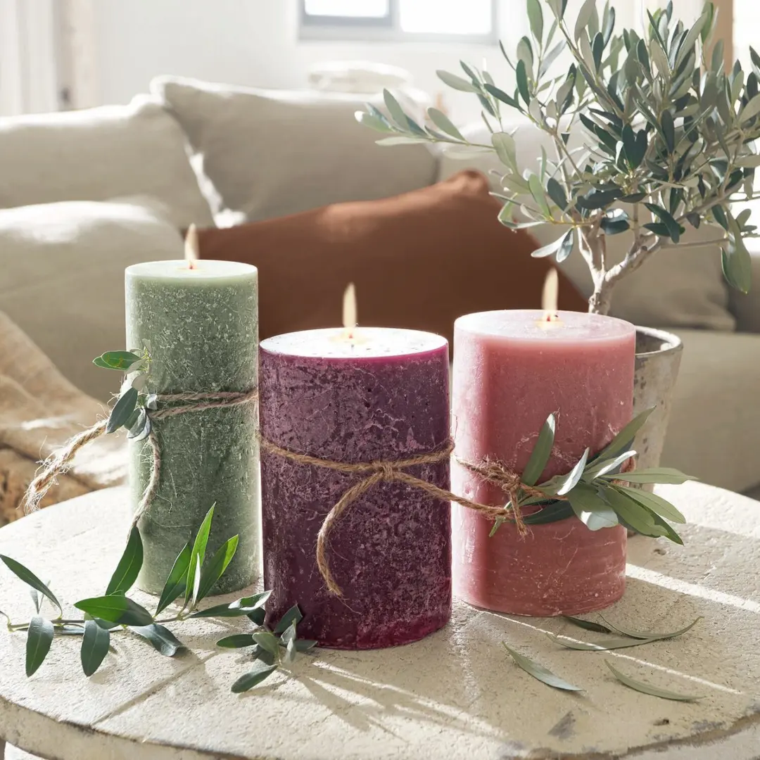 Loberon Salis Kaarsen - 3 Stuks Roze/Groen - afbeelding 3 van 4