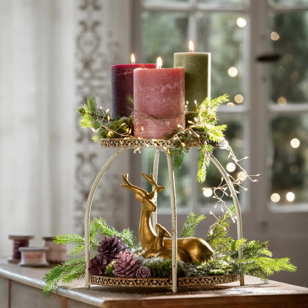 Loberon Salis Kaarsen - 3 Stuks Roze/Groen - afbeelding 2 van 4