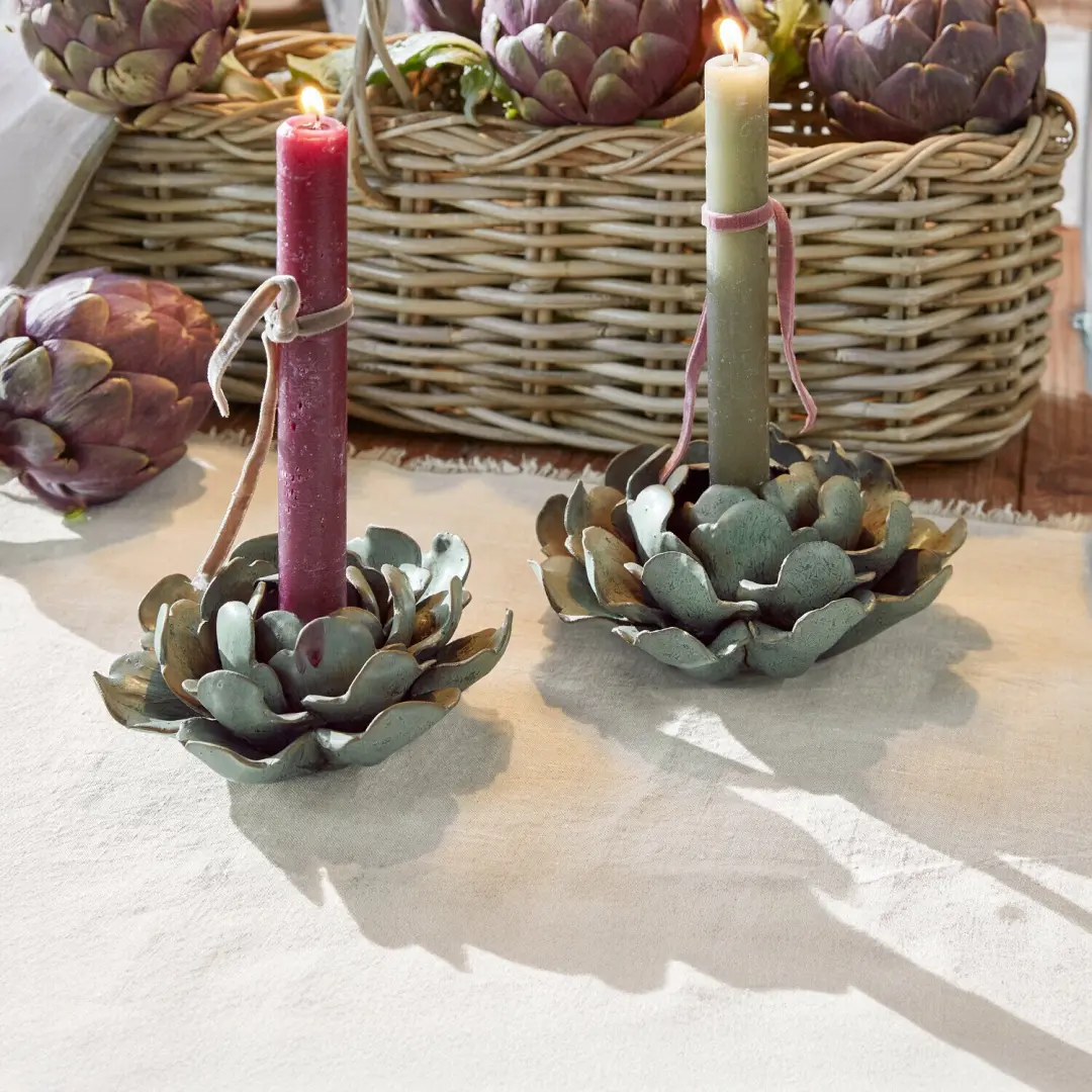 Loberon Myka Kaarsenhouder Set - 2 Stuks Antiekgroen - afbeelding 2 van 6