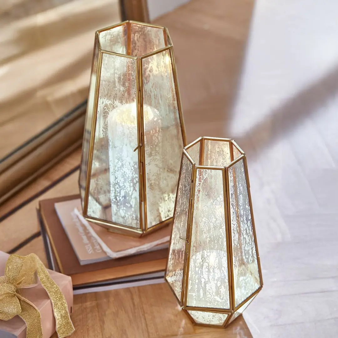 Loberon Mouniza Windlicht Set - 2 Stuks Messing - afbeelding 2 van 4