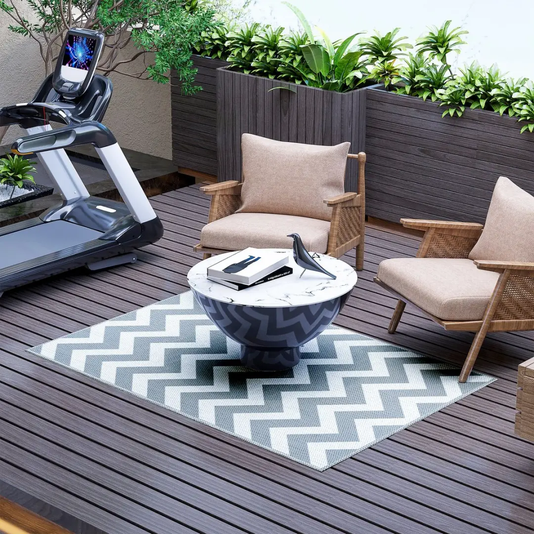 Outsunny Outdoor Teppich 310g/m² PP Hellgrau+Weiß
