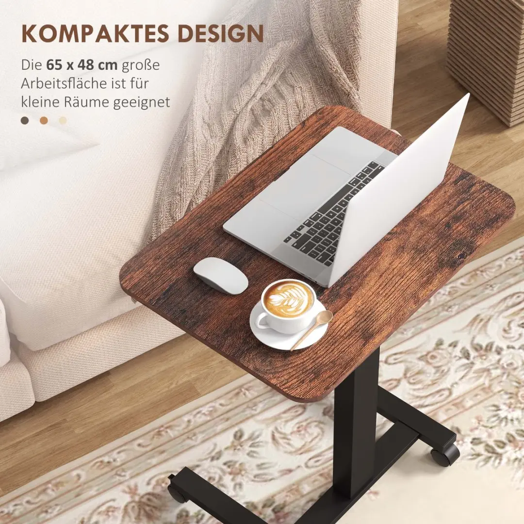 Vinsetto staand bureau hoogteverstelbaar met wielen bruin - afbeelding 6 van 6