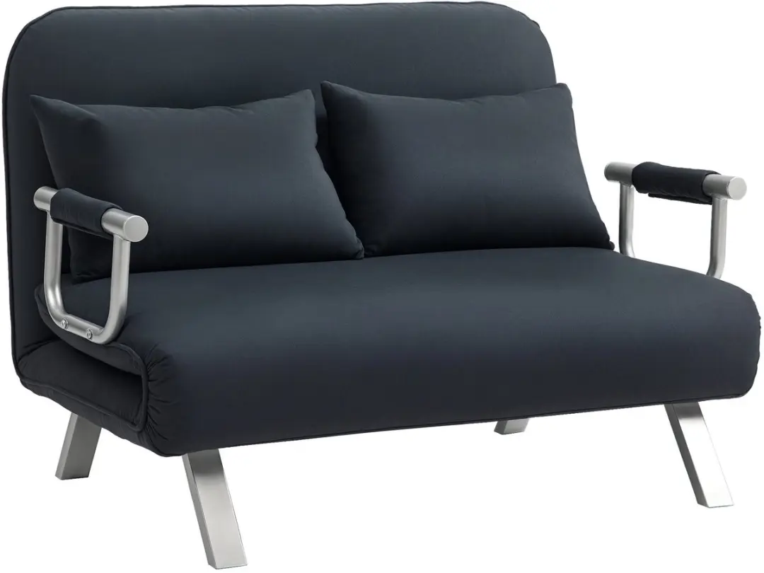 HOMCOM Sofa Bed Sofa Bed met verstelbare rugleuning, kussens, 2-zitplaatsen bank