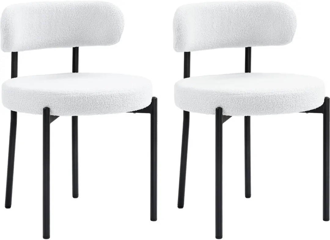 HOMCOM Dining Chair Polyester, Stahl 51L x 51B x 76H cm Cremeweiß