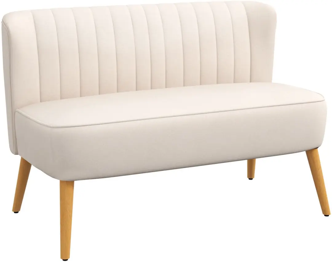 HOMCOM Loveseat-Polyester-117L x 56,5B x 77H cm-Cremeweiß