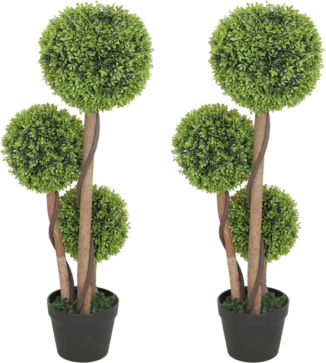 HOMCOM Artificial Topiaries-Kunststoff, Zement-17L x 17B x 90H cm-Grün