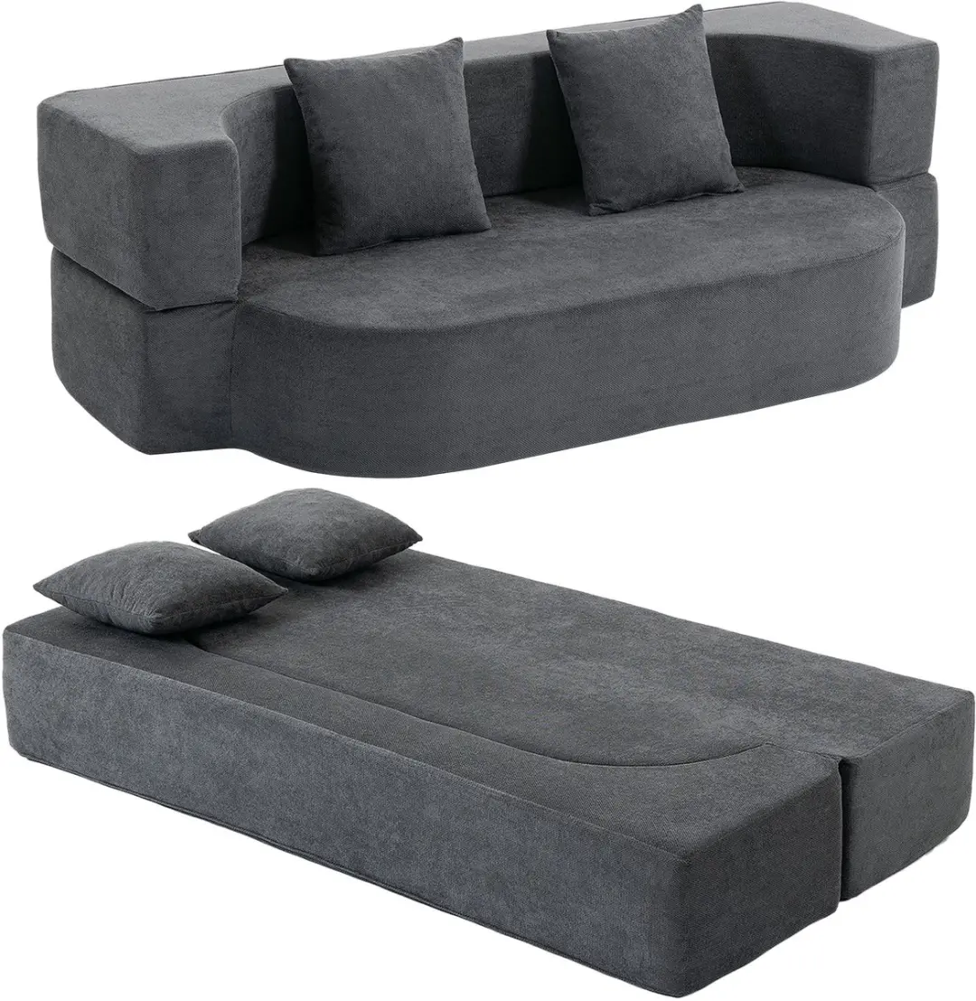 HOMCOM Sofa Bed-Polyester-190L x 80B x 60H cm-Dunkelgrau