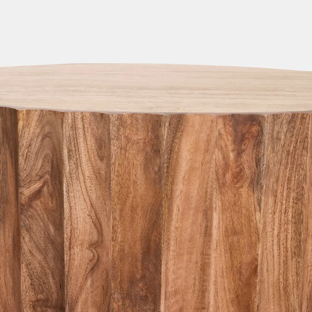 Loberon Olvéran Salontafel - Ø90cm - bruin/beige - afbeelding 4 van 6