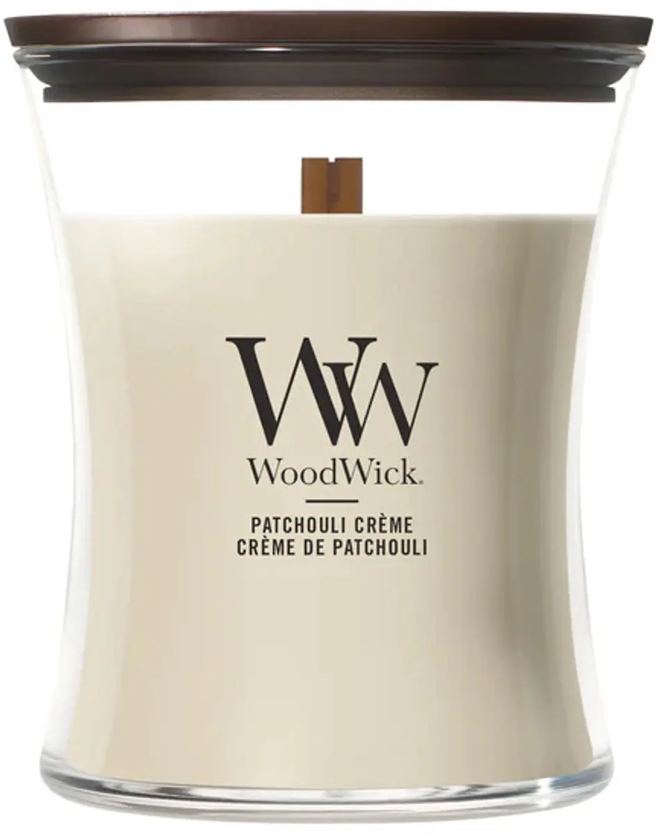 WoodWick Hourglass Medium Patchouli Créme Geurkaars - 60 Branduren