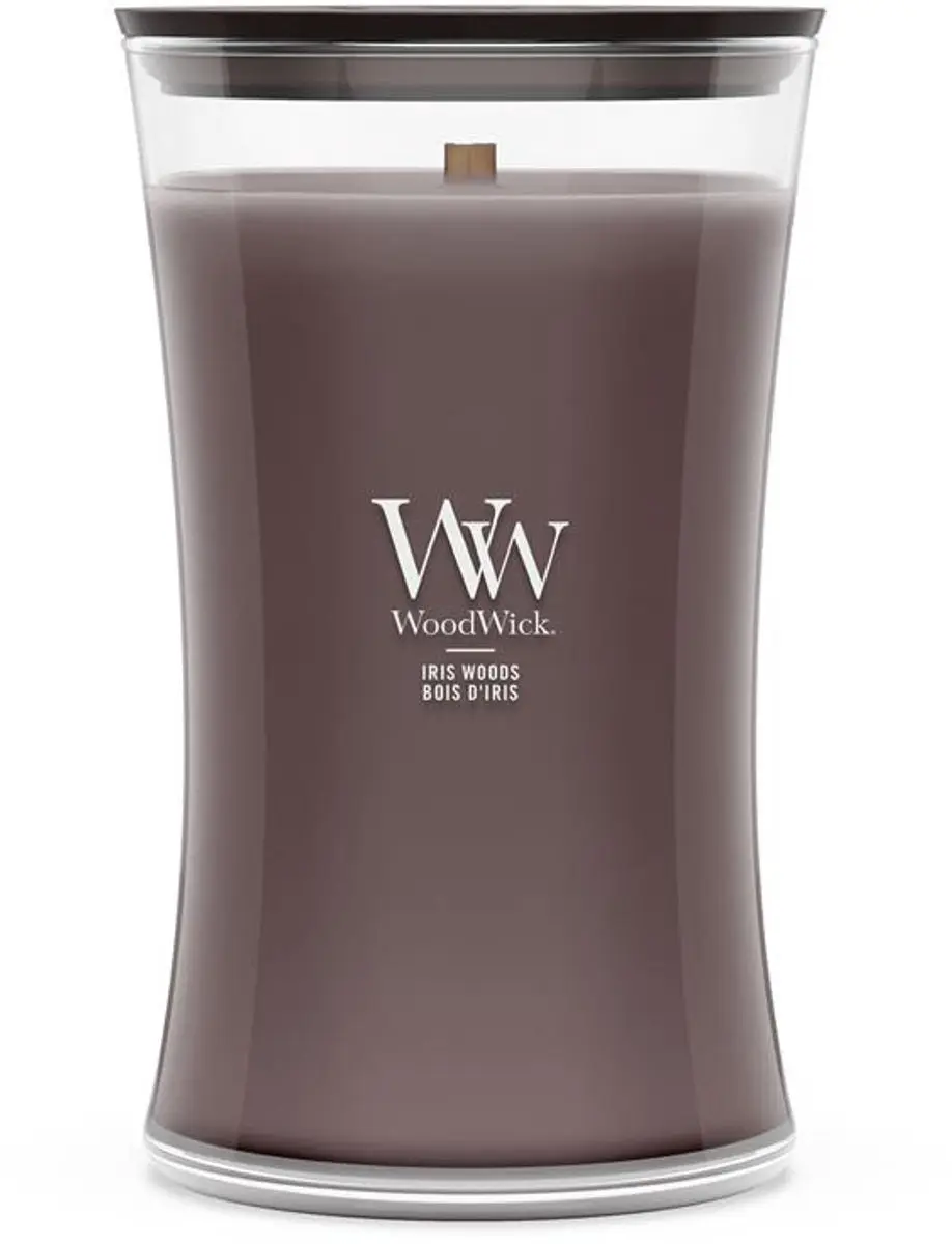 WoodWick Hourglass Iris Woods Geurkaars 130 branduren - afbeelding 5 van 5