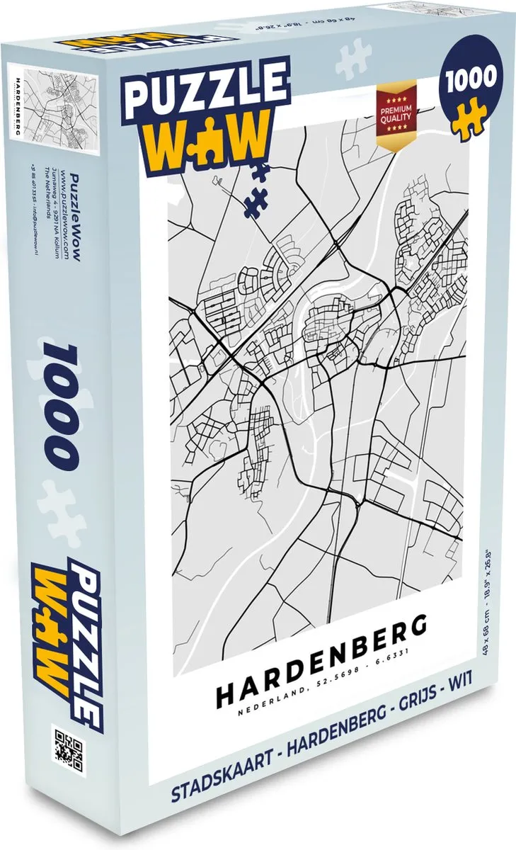 PuzzleWow Stadskaart Hardenberg Legpuzzel 1000 Stuks