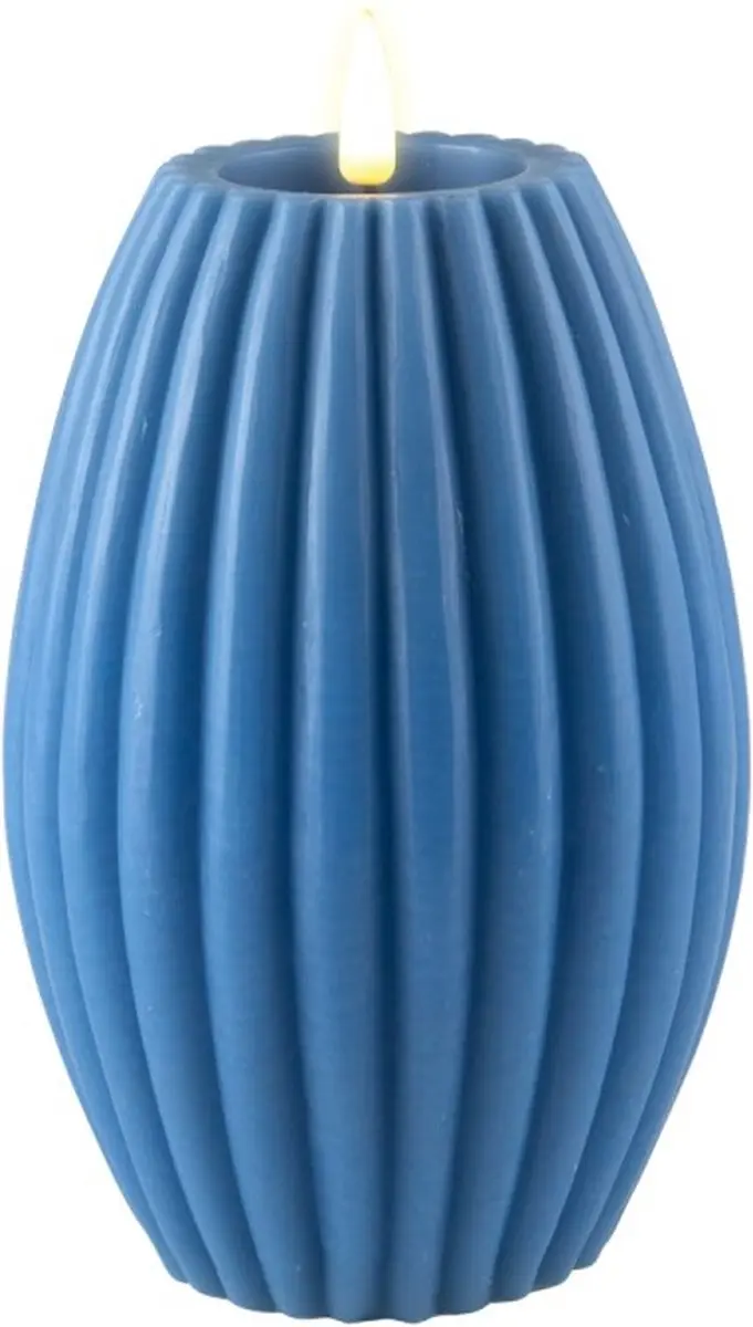 Deluxe Homeart LED Kaars Blue Stripe 10 x 15 cm