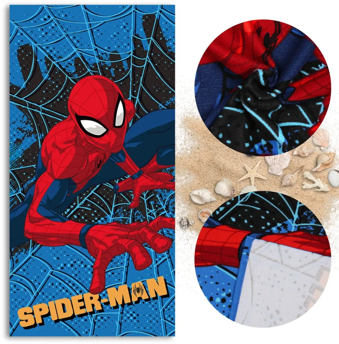MARVEL Spider-Man SNELDROGENDE Strandlaken, badlaken voor kinderen 70x140 cm OEK