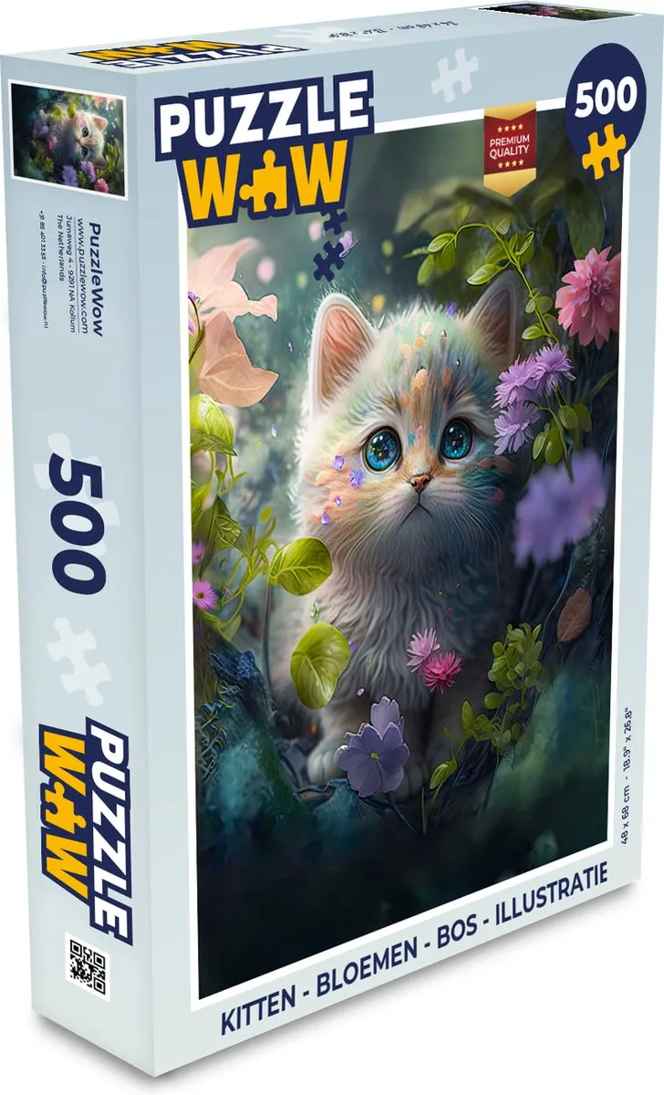 PuzzleWow Kitten Bloemen Bos Legpuzzel 500 Stuks