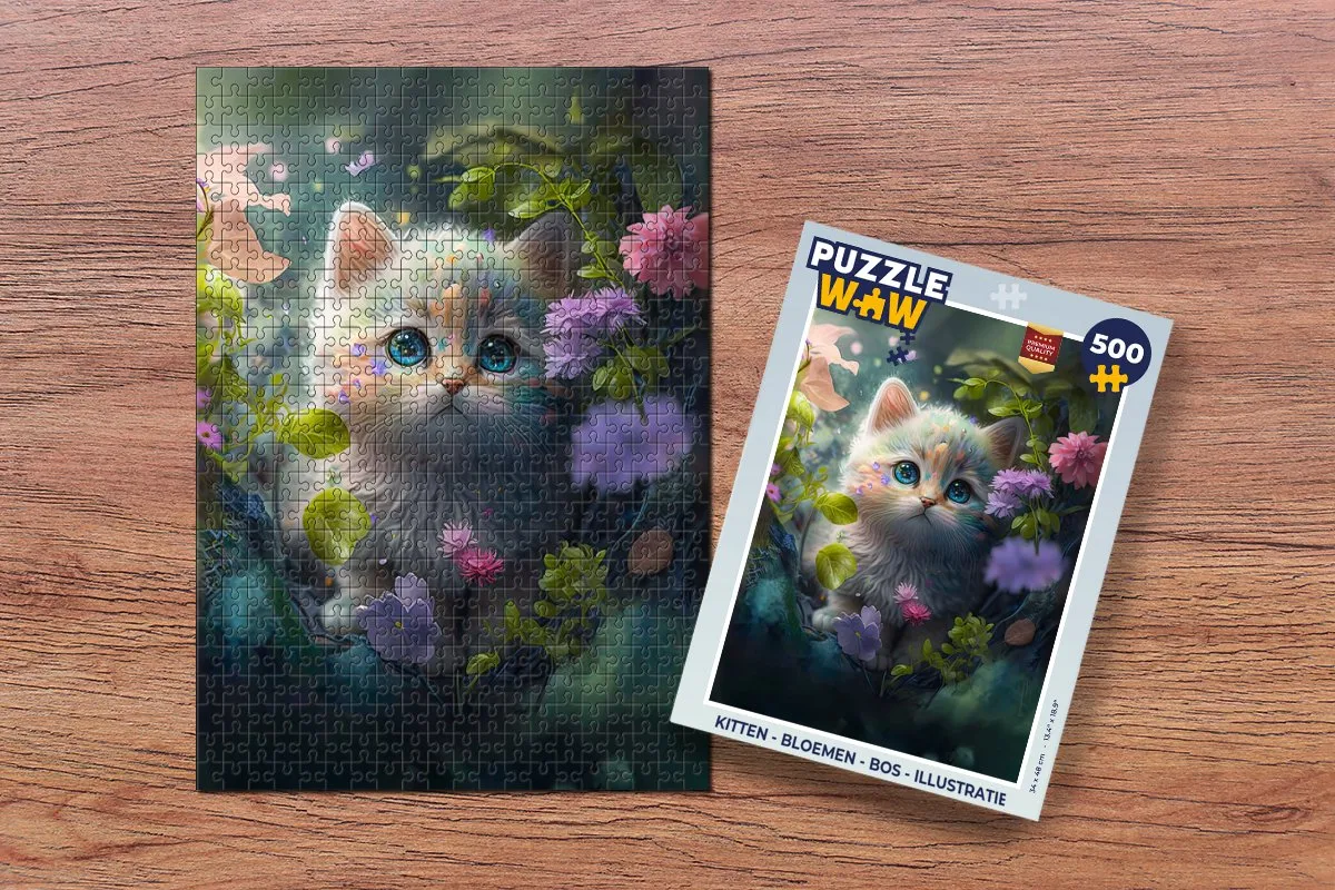 PuzzleWow Kitten Bloemen Bos Legpuzzel 500 Stuks - Multicolor