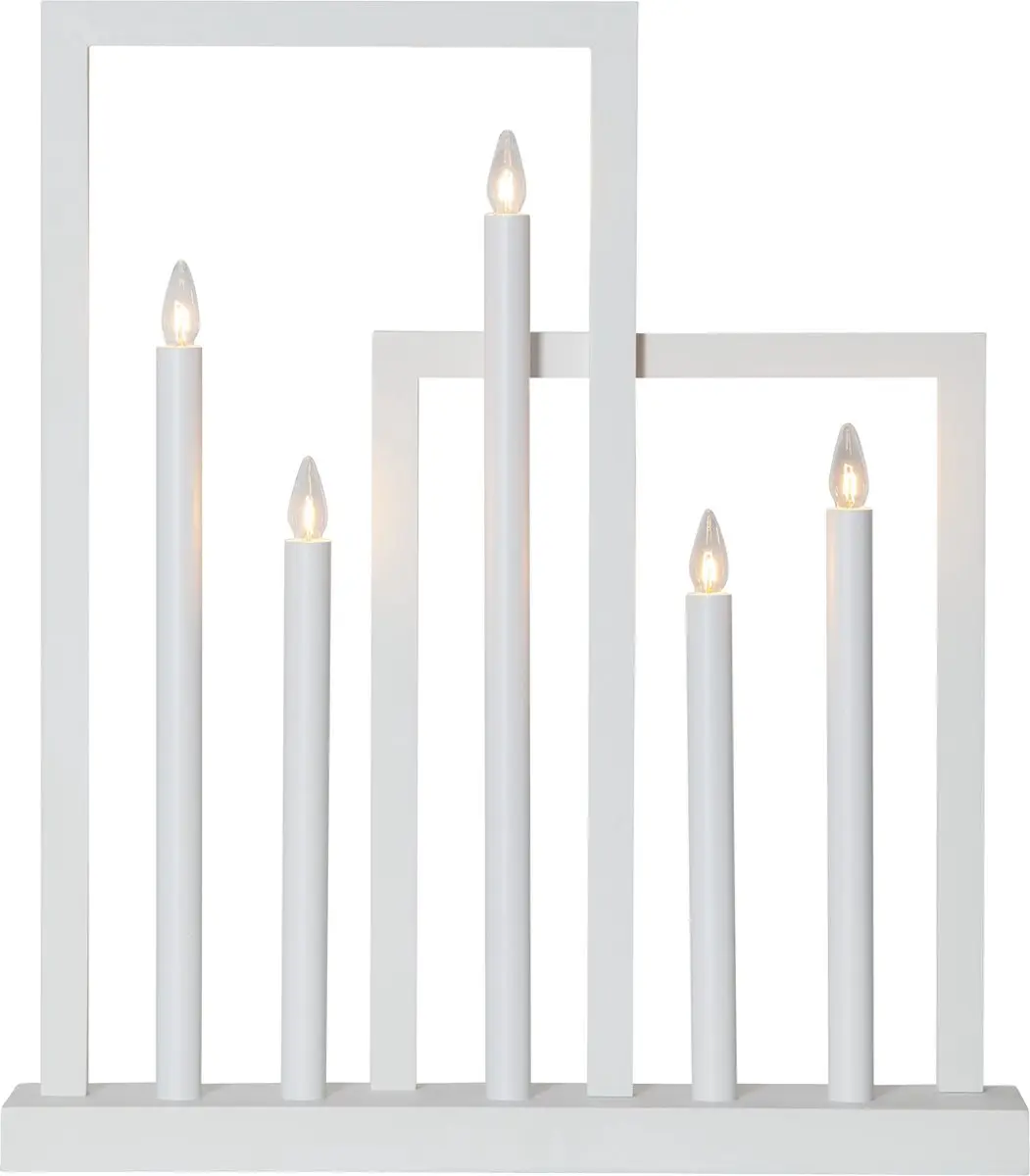 Star Trading Frame Houten Kandelaar 5-lamps Wit