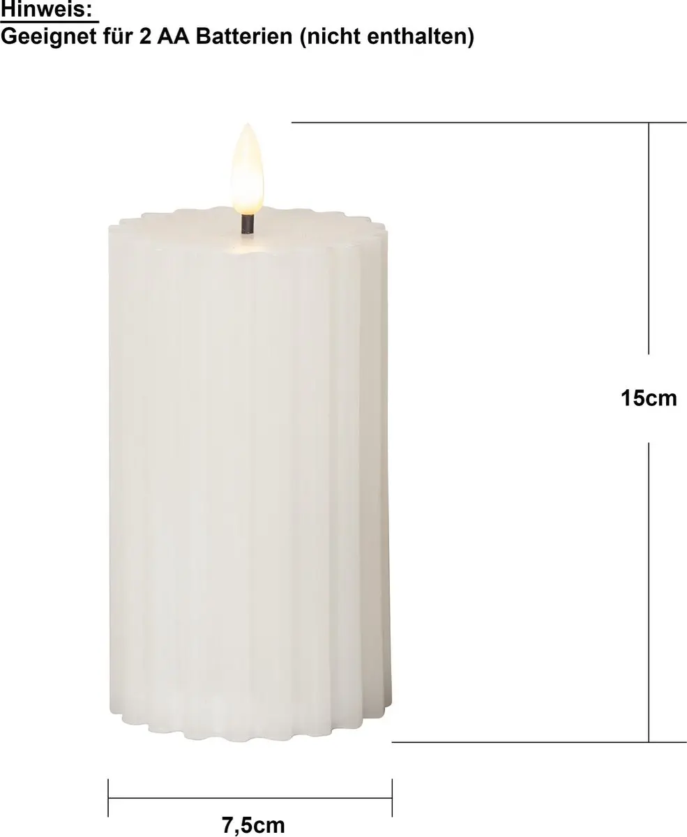 Star Trading Flame Stripe LED-kaars 15cm - wit - afbeelding 5 van 6