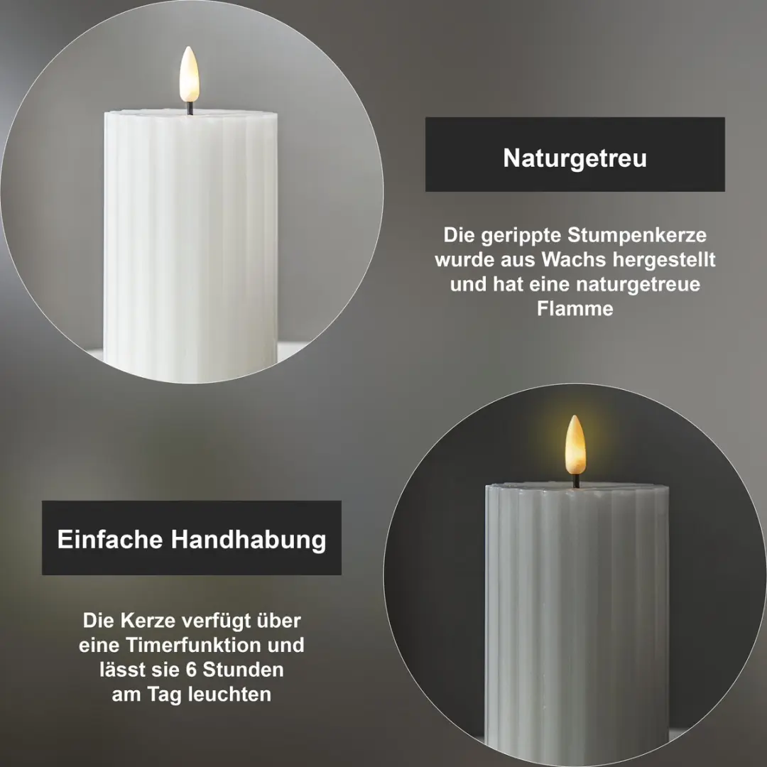 Star Trading Flame Stripe LED-kaars 15cm - wit - afbeelding 4 van 6