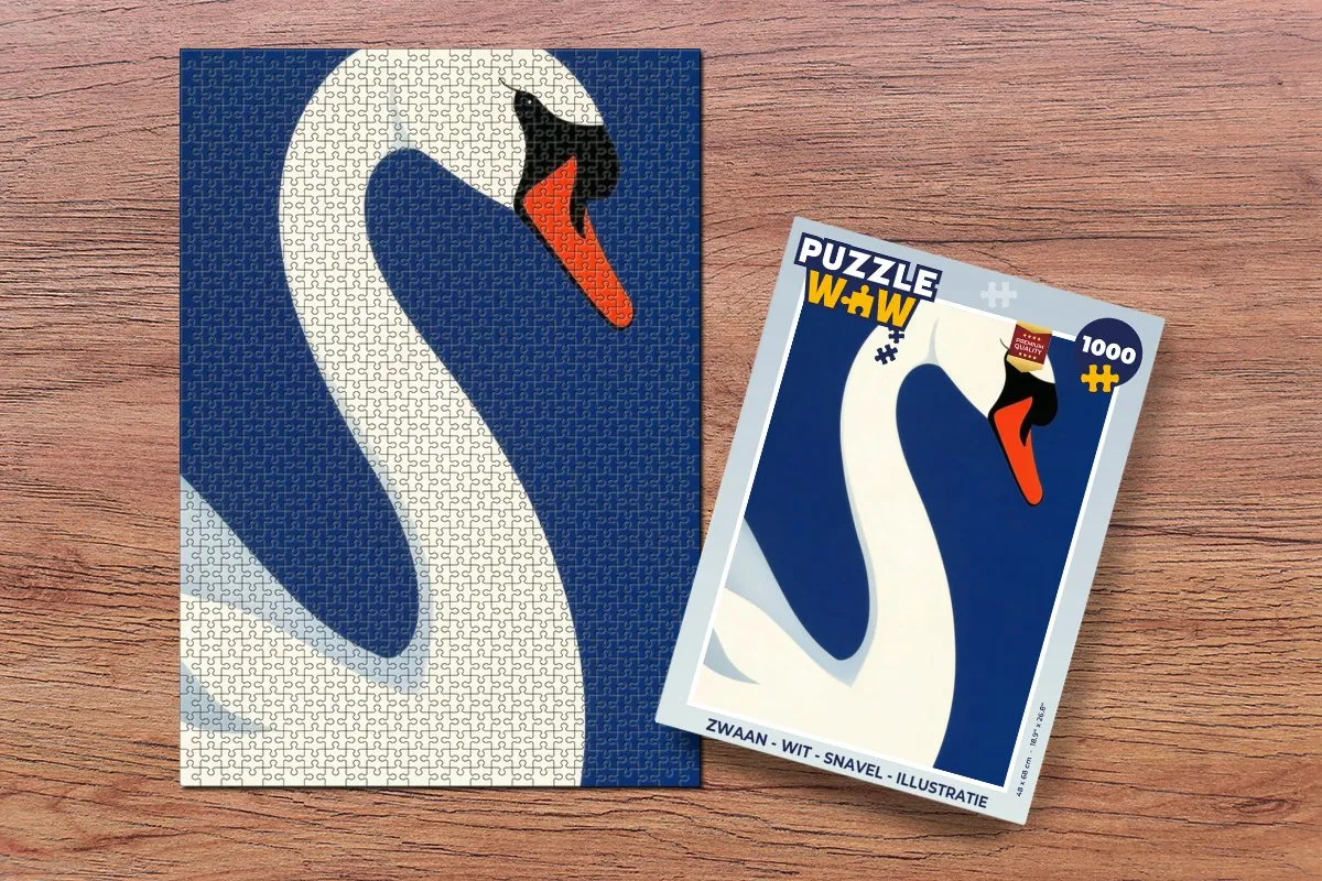 PuzzleWow Zwaan Legpuzzel 1000 Stukjes - Wit