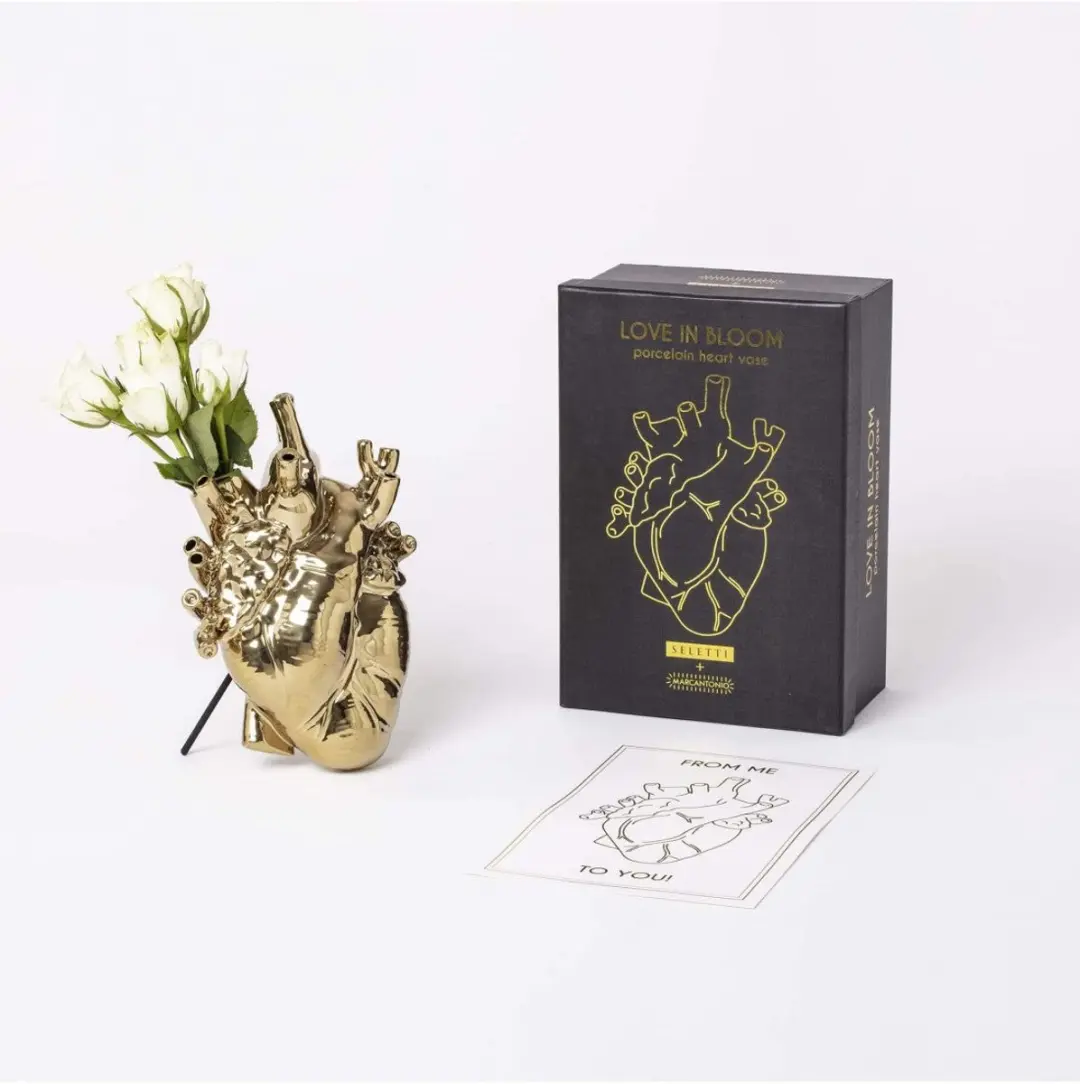 Seletti Love in Bloom Hart Vaas Goud - afbeelding 4 van 6