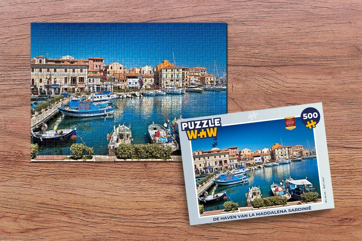 PuzzleWow De haven van La Maddalena Sardinië Legpuzzel 500 Stuks - Multicolor
