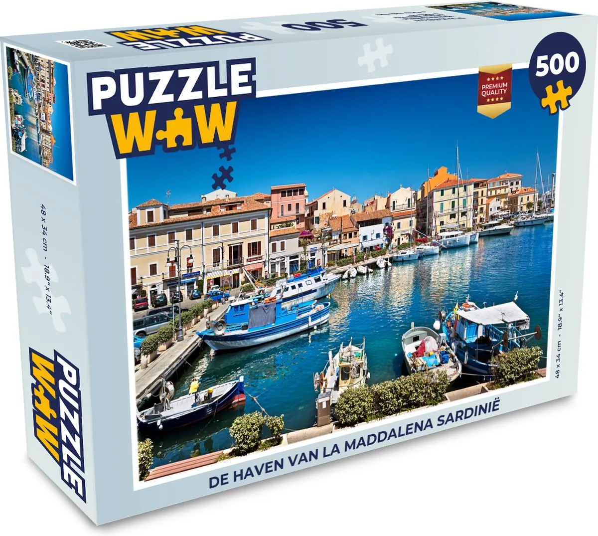 PuzzleWow De haven van La Maddalena Sardinië Legpuzzel 500 Stuks - Multicolor