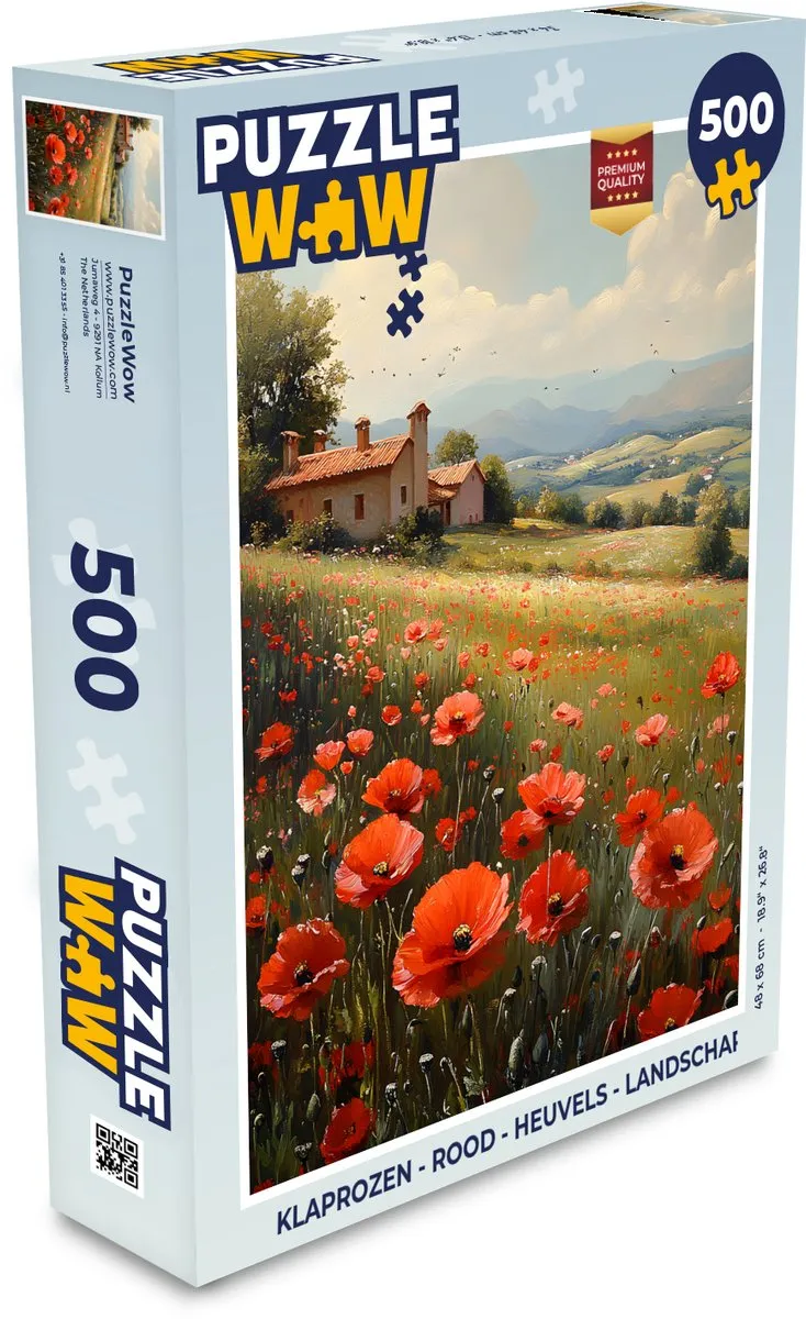 PuzzleWow Legpuzzel Klaprozen 500 Stuks - Rood