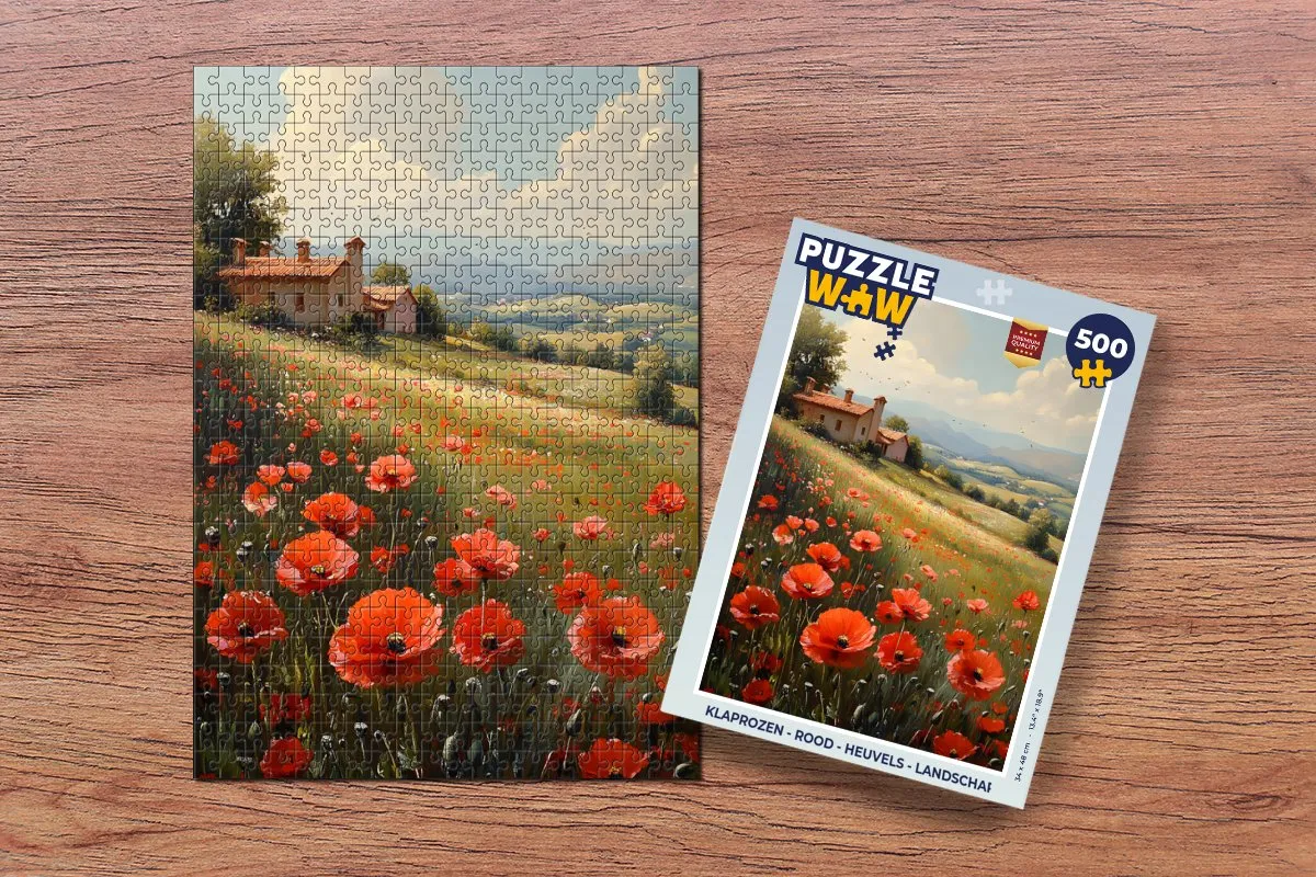 PuzzleWow Legpuzzel Klaprozen 500 Stuks - Rood