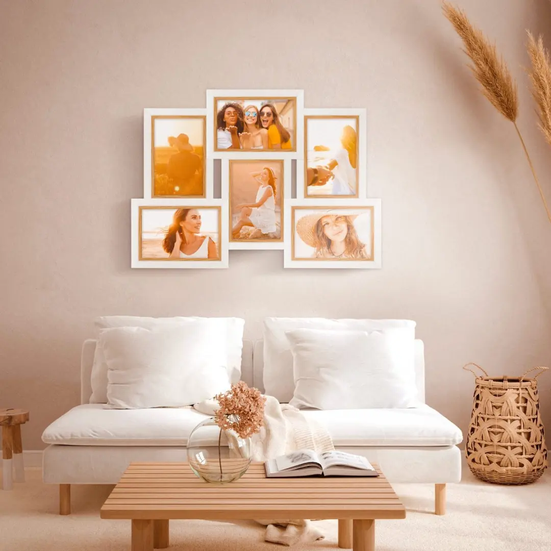 Zep Ayas 6Q Fotolijst 10x15cm - 6 Stuks - Wit/Bruin - afbeelding 5 van 5