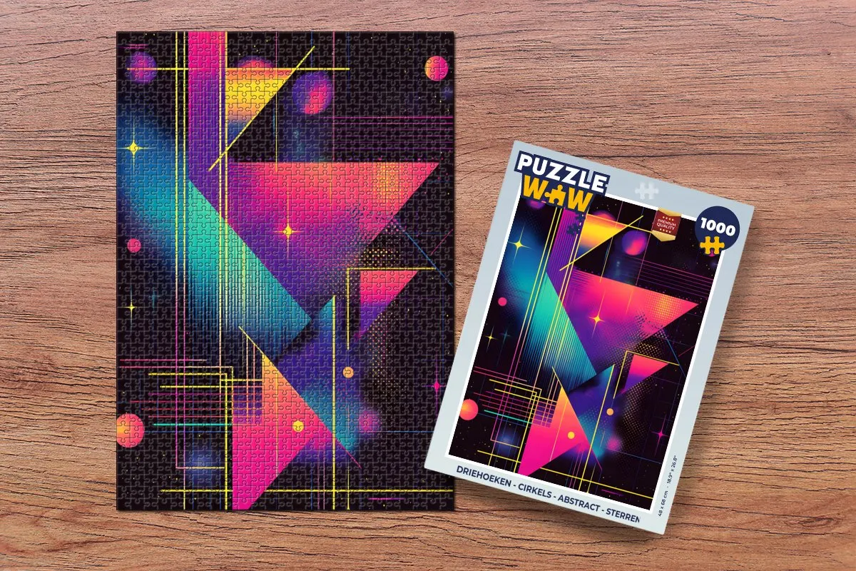PuzzleWow Abstract Legpuzzel 1000 Stukjes - Driehoeken/Cirkels