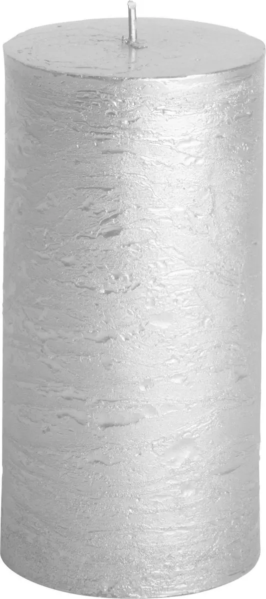 Rustieke kaars ø7x14cm zilver
