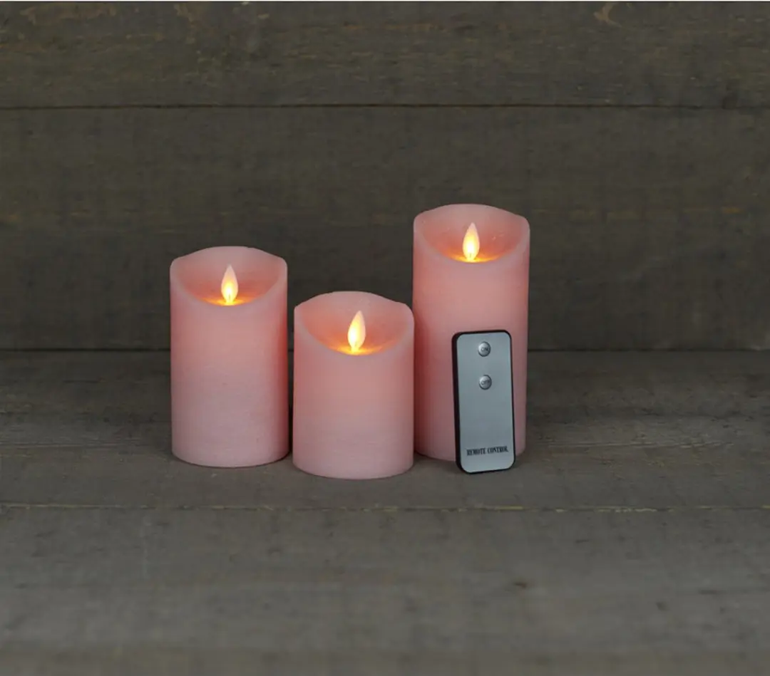 Anna's Collection LED Kaarsen Rustiek Roze - 3 Stuks - afbeelding 6 van 6