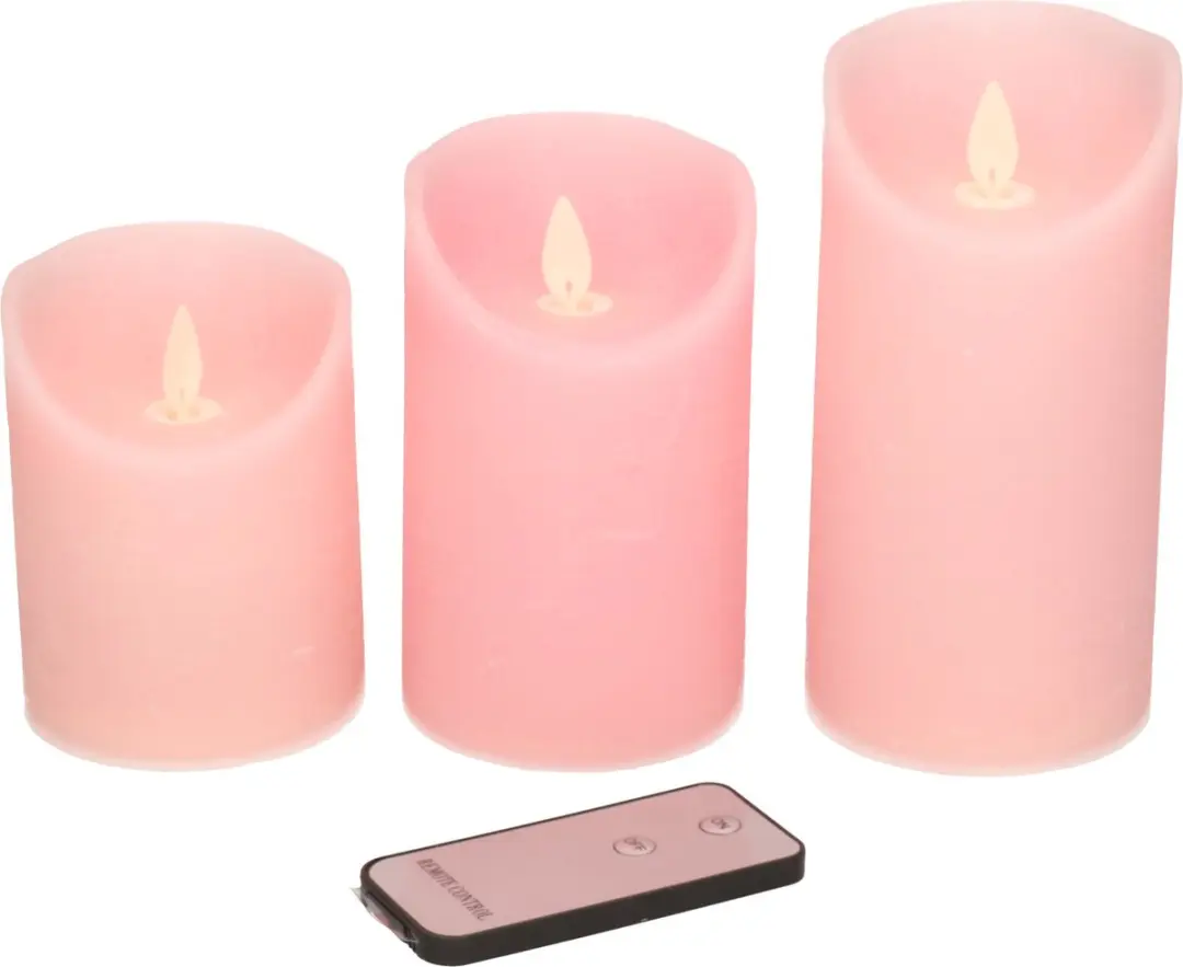 Anna's Collection LED Kaarsen Rustiek Roze - 3 Stuks - afbeelding 2 van 6