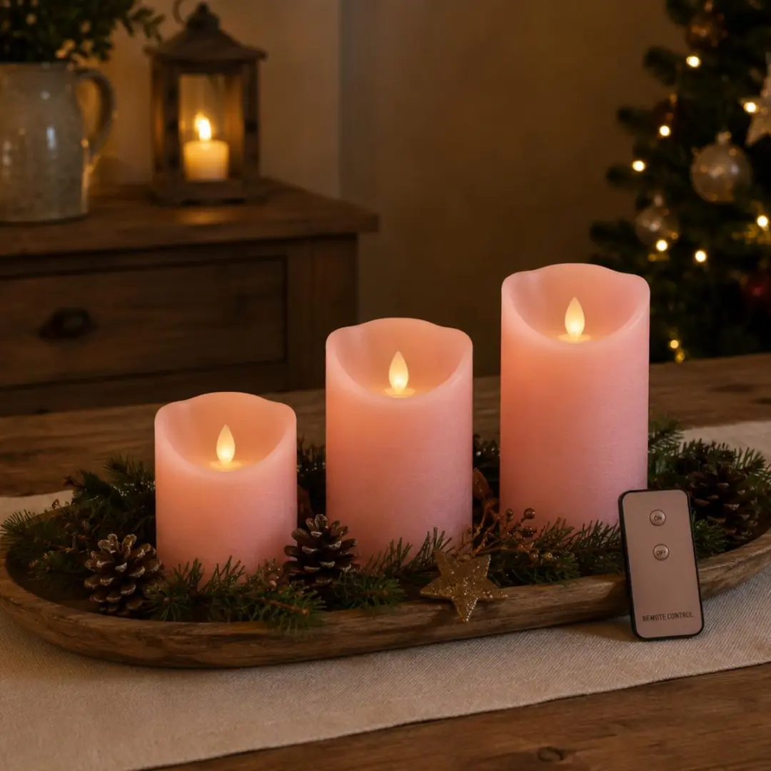 Anna's Collection LED Kaarsen Rustiek Roze