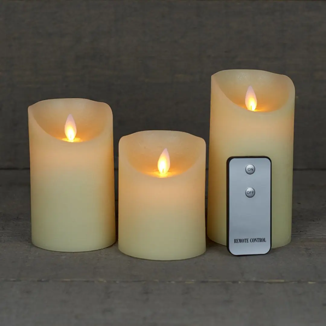 Anna's Collection Wax LED Kaarsen 3 Stuks - Ivoorwit - afbeelding 2 van 6