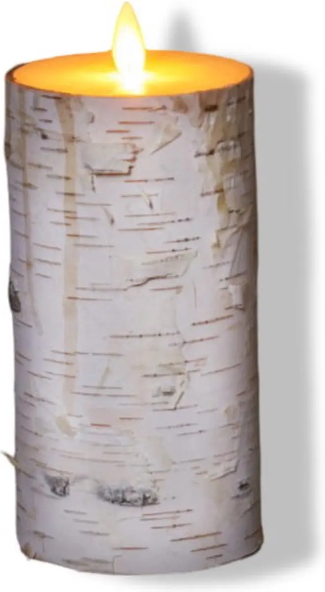 Anna's Collection Ledkaars H15cm - Berkenhout - Warm wit licht - afbeelding 2 van 3