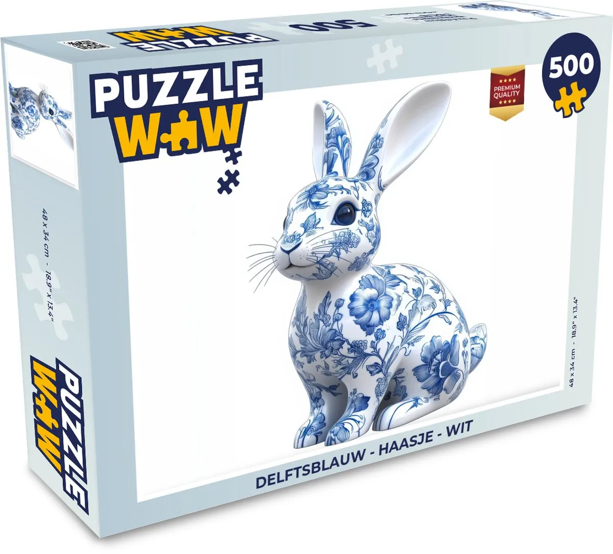PuzzleWow Paashaas Delftsblauw Legpuzzel 500 Stuks