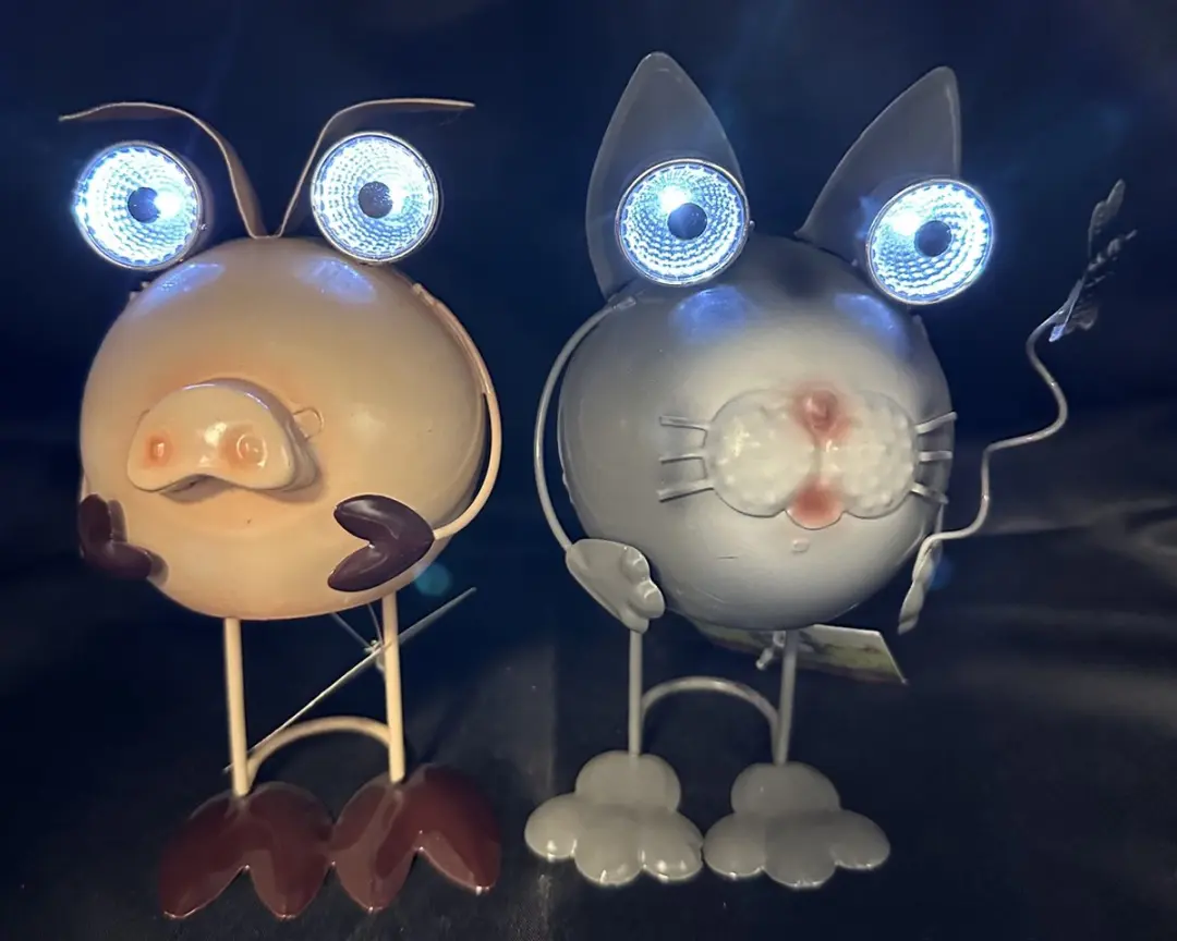 Metalen solarlampen "Varken en Kat"
